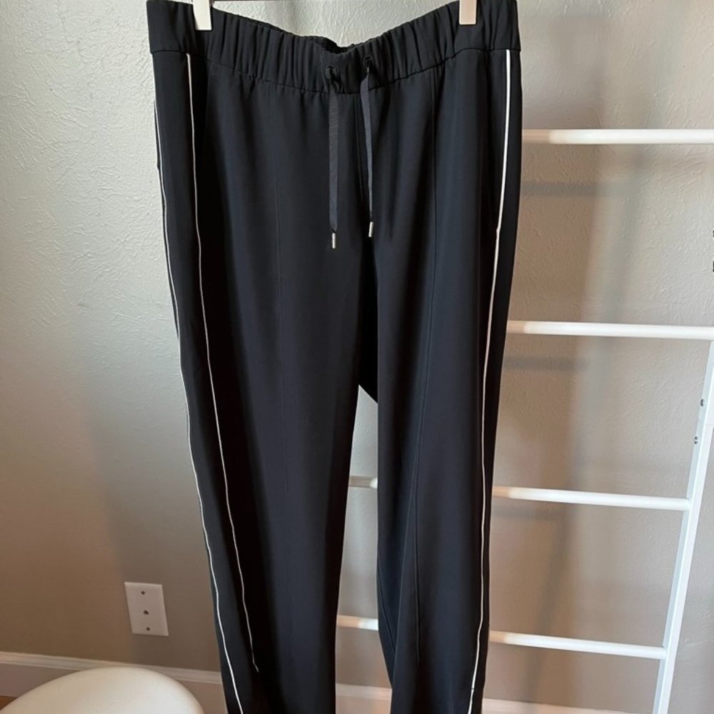Lululemon On The Right Track Pants Black Split Hem Relaxed Fit
